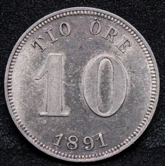 10 Ore 1891 Sweden, Oscar II. KM-755 EF