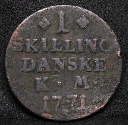 1771 Skilling, Denmark. Christian VI. KM-616