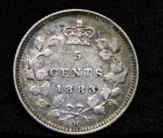1883-H Canada 5 Cents, Queen Victoria. VF. KM-2. MINTAGE 600K