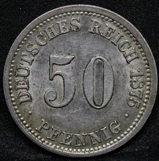 50 Pfennig 1875 -C German Empire. Wilhelm I. KM-6 UNC #2