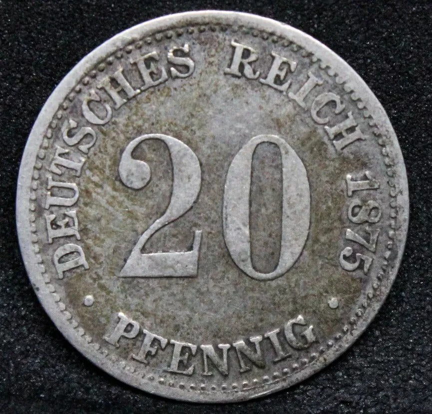 20 Pfennig 1875-C. Germany Empire. Wilhelm I. KM-5 VF