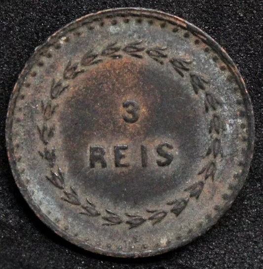 3 Reis 1871, Portugal-Goa. Luís I. Mumbai Mint. KM-301 EF