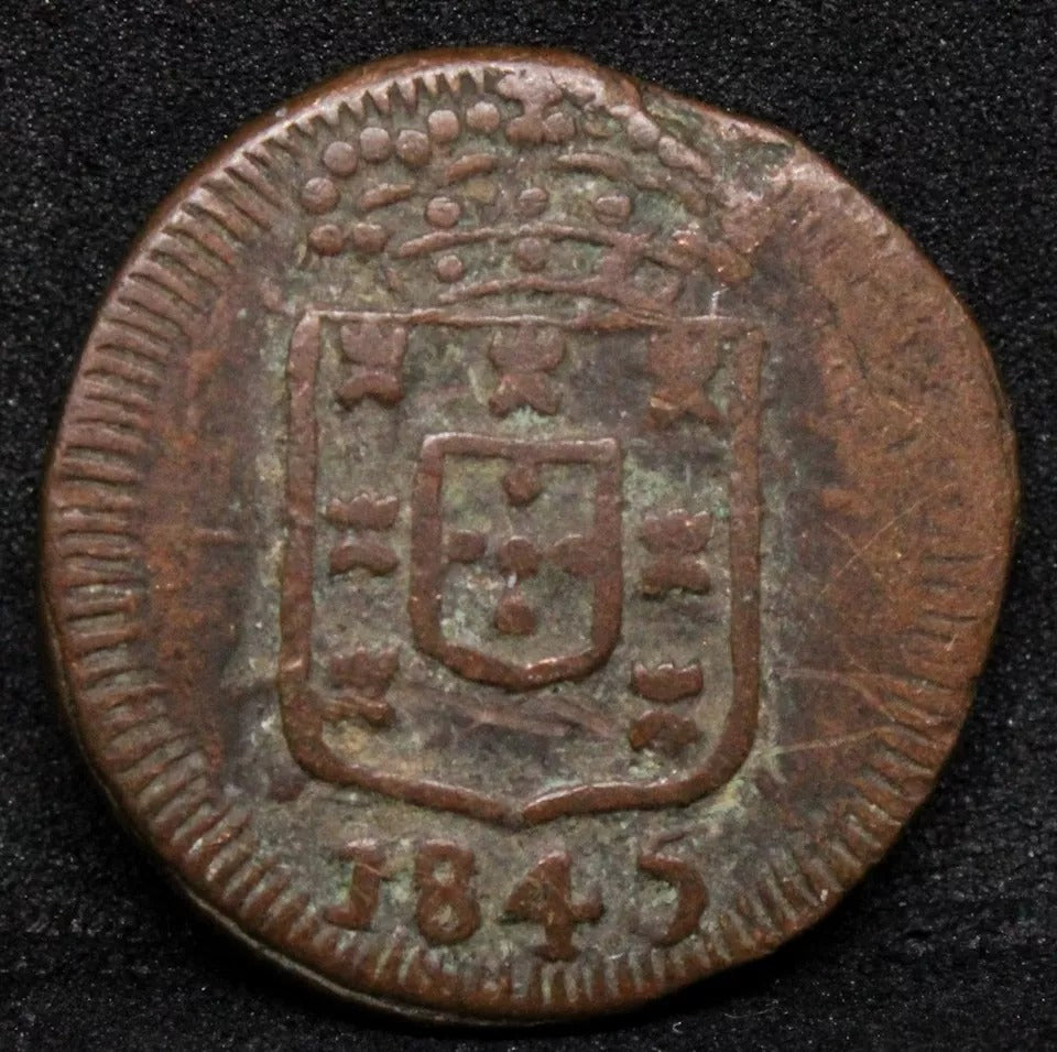 10 Reis 1845. Portugal Goa, Queen Maria II. KM-261 VF