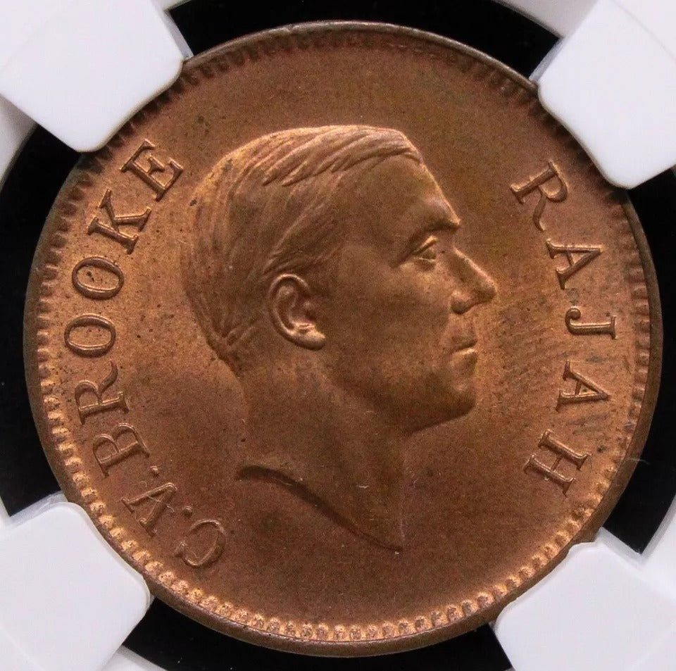 1937-H Sarawak 1 Cent, Charles V. Brooke, KM-18 UNC MS64RB