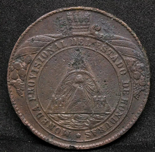 4 PESOS, 1862 Hondouras. KM-26 Rare