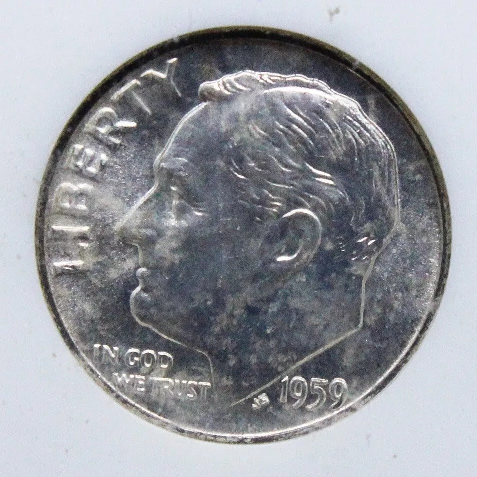 10 Cents 1959 D USA, NGC Sample Slab early Gen.