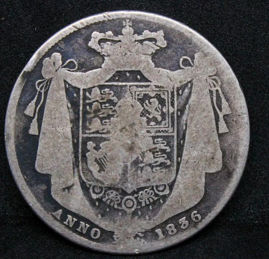 1836 1/2 (Half) Crown, William IV. Silver Coin