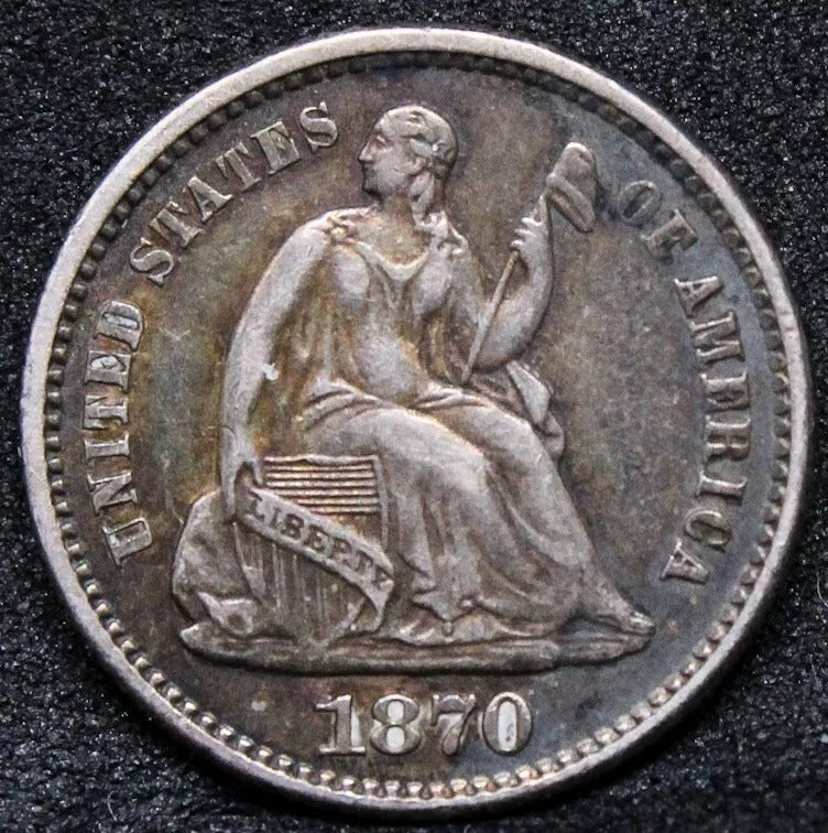 1/2 Dime 1870 United States silver Coin.