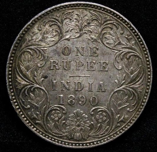 1890-B Rupee, Queen Victoria, British-India. KM-492 GEF