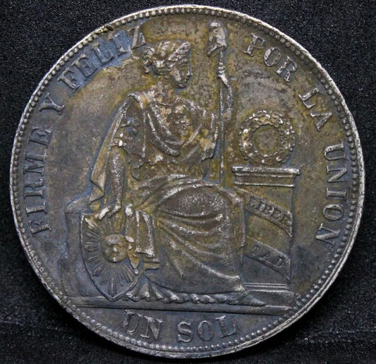 1887 TF/BF Peru Sol. Santiago Mint. KM-196.22 UNC