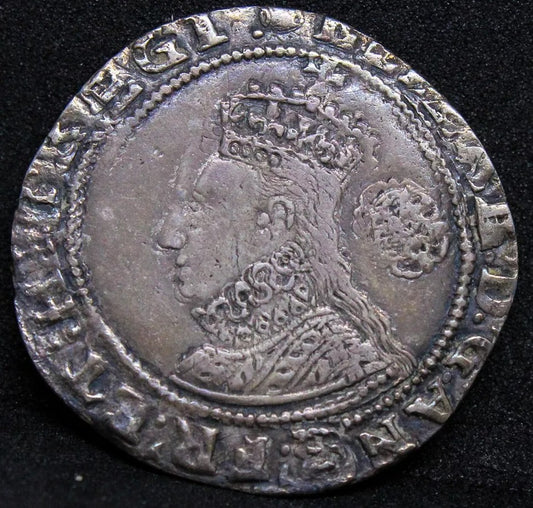 6 pence 1593, Elizabeth hammered silver. S:2578B MM:TUN, great condition