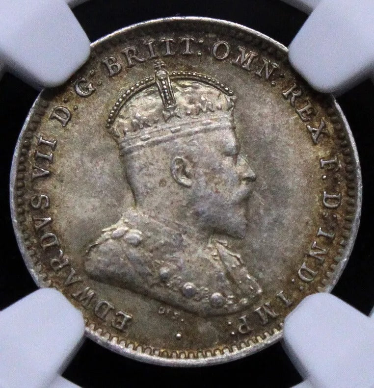 1910 3 Pence, Australia Silver Coin. King Edward Vii. BU NGC MS65 KM-18 #2