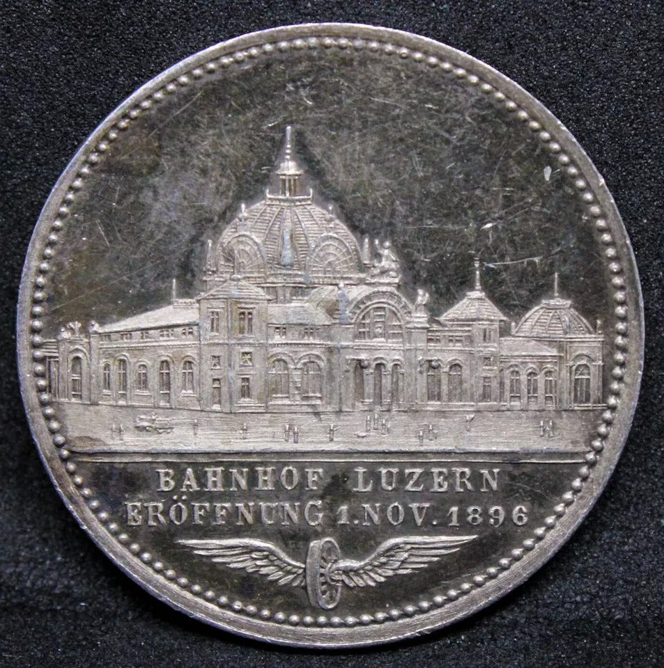 SWITZERLAND, Silver medal, inauguration of Luzern station 1897. UNC+Cameo