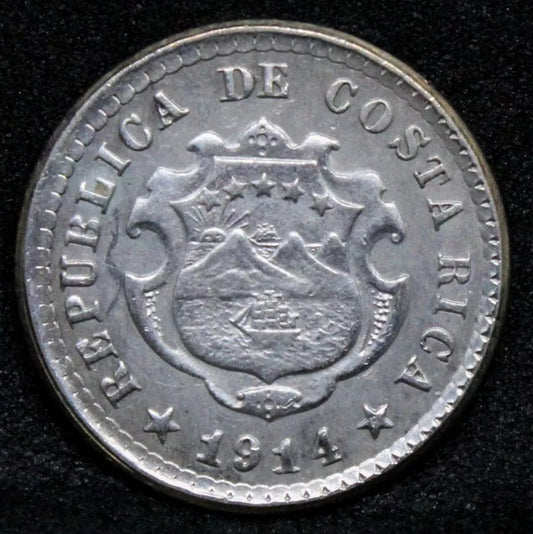 5 centimos 1915 (P) Costa Rica Silver coin. KM-145. BU