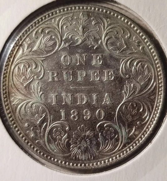 1890-B India-British Rupee Victoria KM 492 UNC