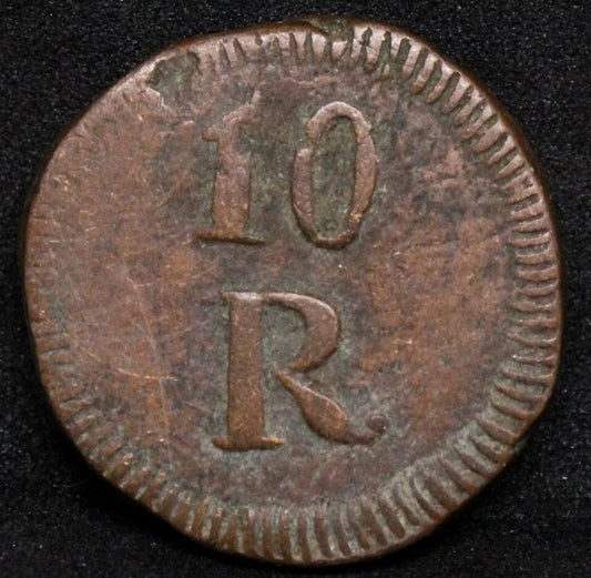 10 Reis 1845. Portugal Goa, Queen Maria II. KM-261 VF