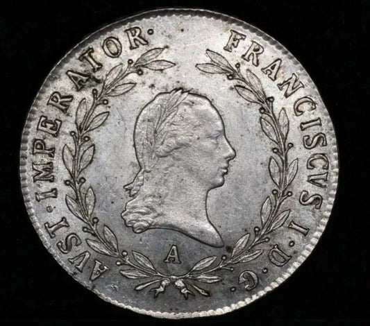 1819 -A 20 Kreuzer, Austria. Francis I. UNC, staining on REV