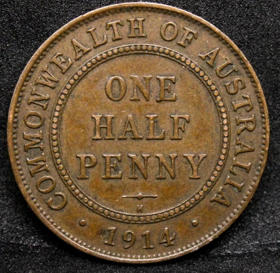 1914-H 1/2 Penny Australia. King George V. KM-22. GVF