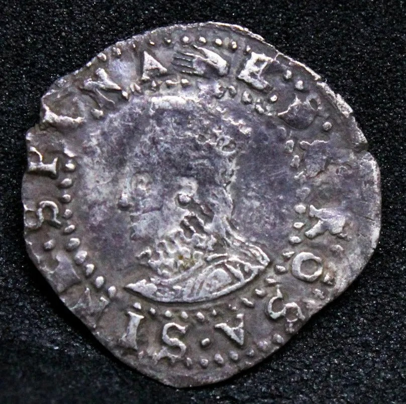 Hammered Penny, Elizabeth I, Sixth issue. MM.hand(1590-92) S.258. Silver coin