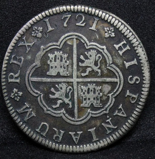 2 Reales 1721. Segovia Mint, Spain. Philip II. KM-297,