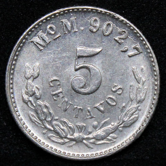 1903 Mexico 5 Centavos Mo-M.  Mexico City  Mint. KM-400.