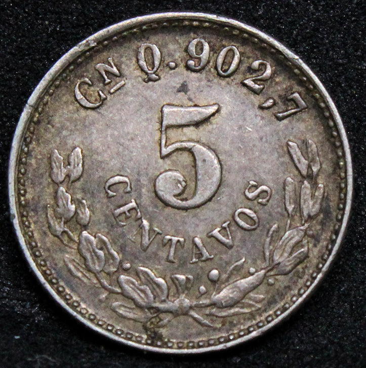 1902 Mexico 5 Centavos Cn-Q.  Culiacán Mint. KM-400.