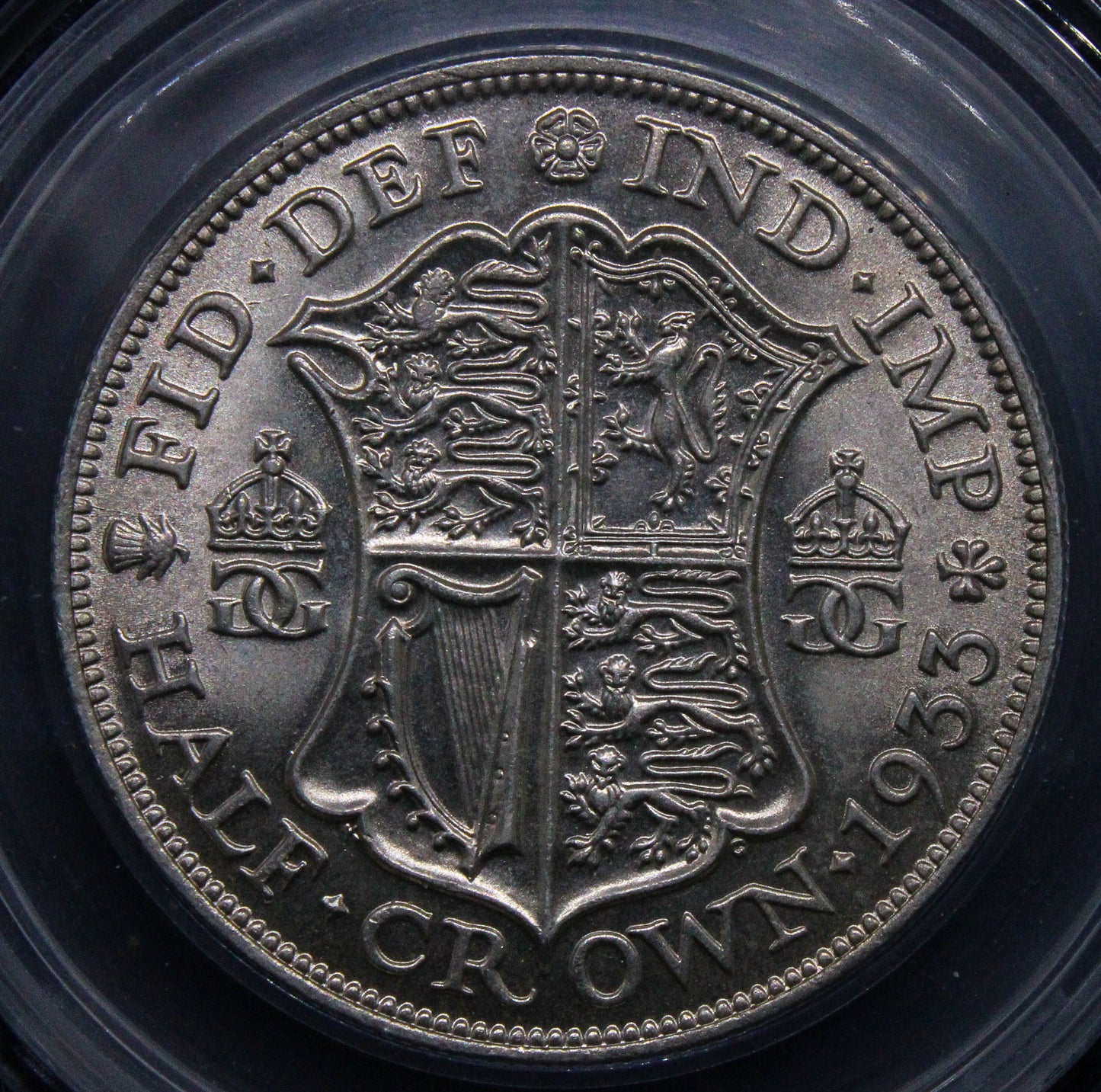1933 1/2 crown, George V Silver Coin. S.4037. CGS graded UNC 82