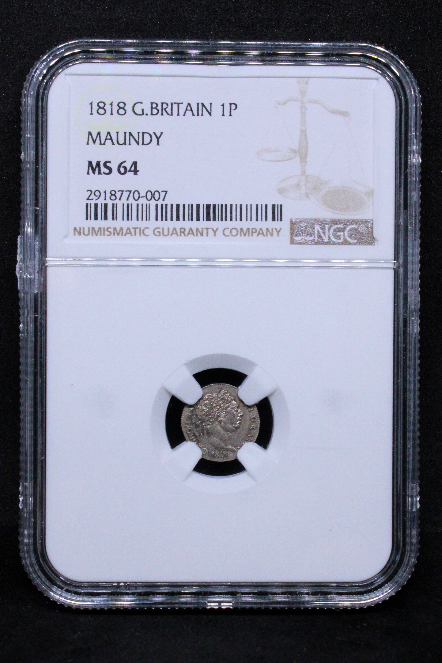 1818 G.BRITAIN PENNY MAUNDY .NGC MS 64