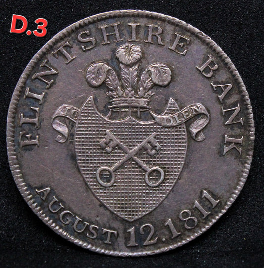 1811 silver shilling token, Wales-FLINTSHIRE, Holywell. aUNC #2