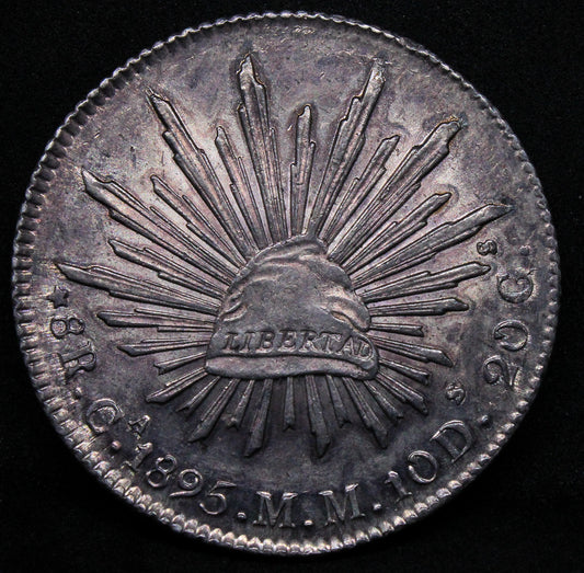 1895 8 reales CA-MM Mexico silver crown. KM-377.22 UNC