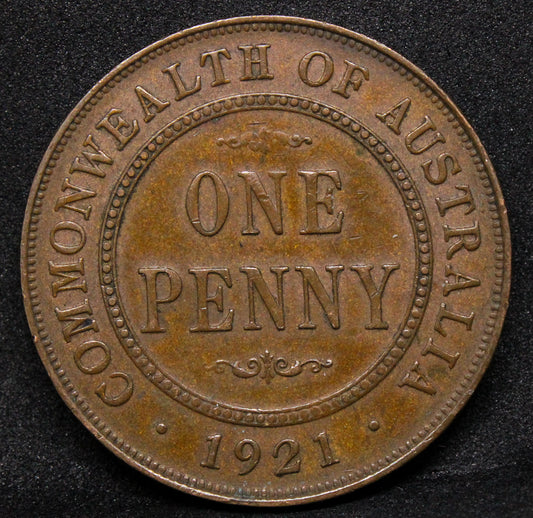 1921 Australia Penny, George V. KM-23 EF