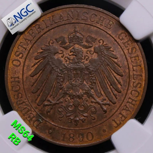 1 Pesa 1890, German East Africa. KM-1. NGC MS64 RB UNC