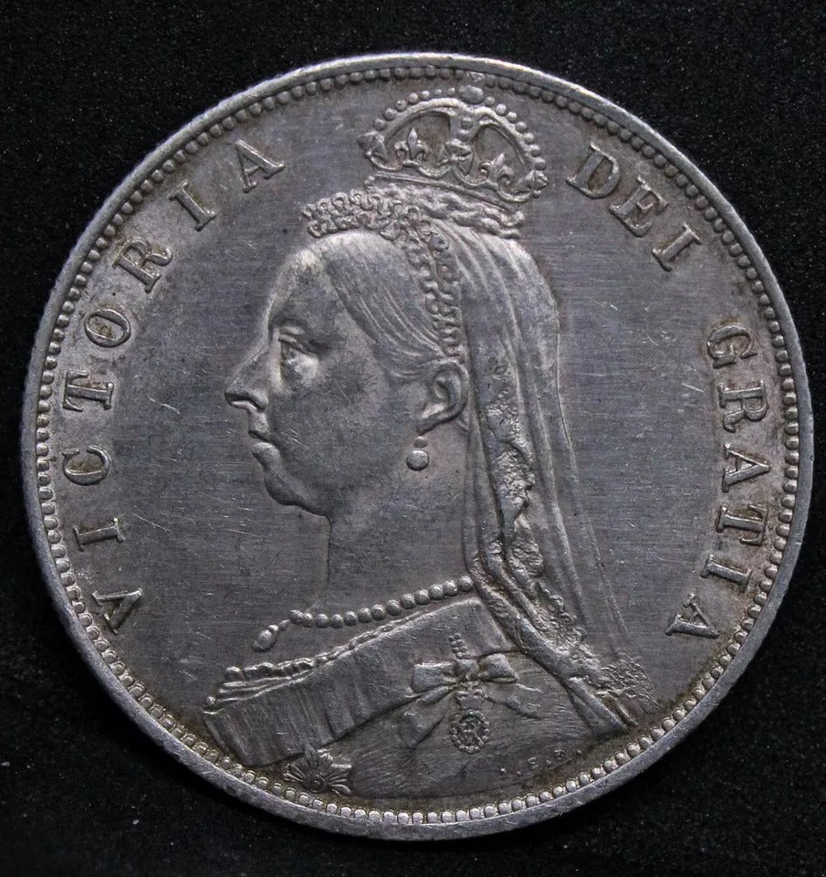 1/2 Crown 1887, Victoria Jubilee Portrait. S.3925. aUNC Cleaned