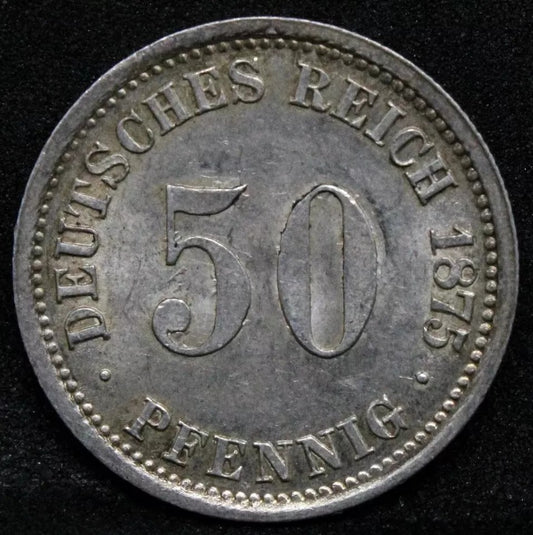 50 Pfennig 1875 -C German Empire. Wilhelm I. KM-6 UNC
