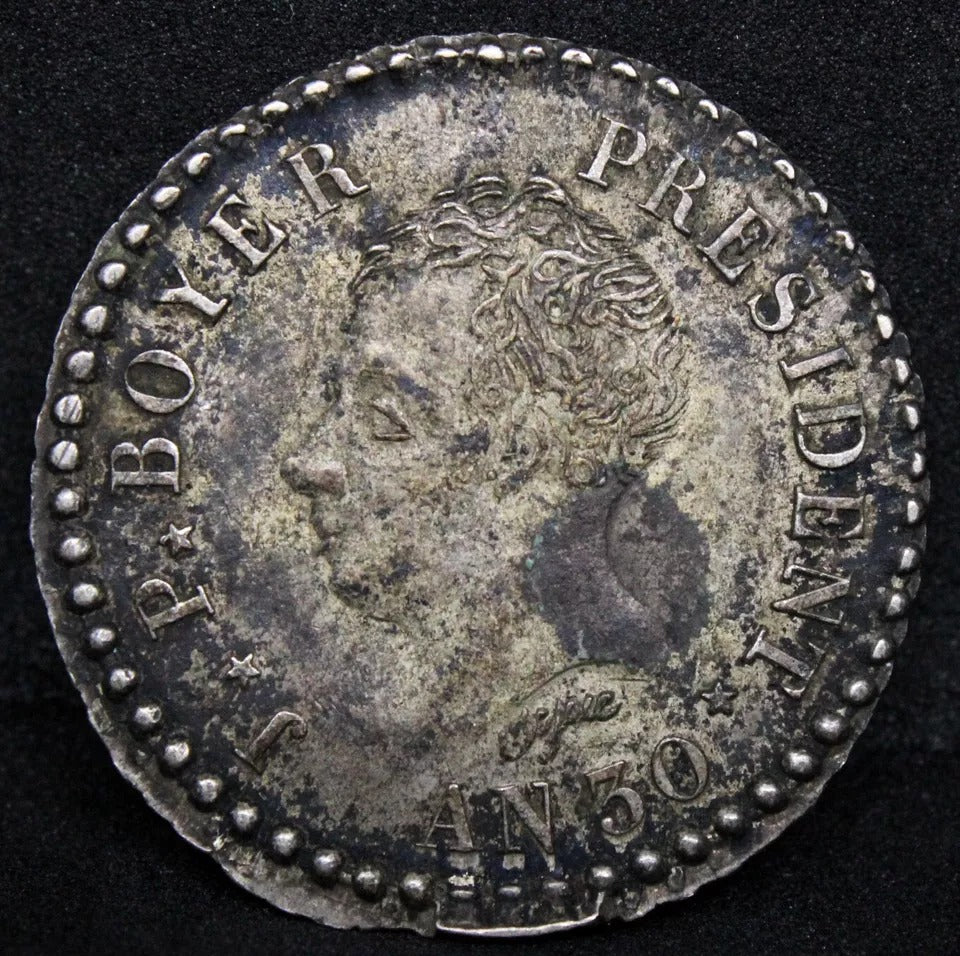 50 Centime 1833 (L'An 30) Hait.i KM-30. AU SOLD..