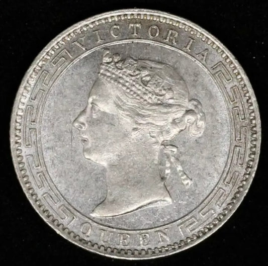 1893 25 Cent, Ceylon. Queen Victoria, BUNC, Full Lustre
