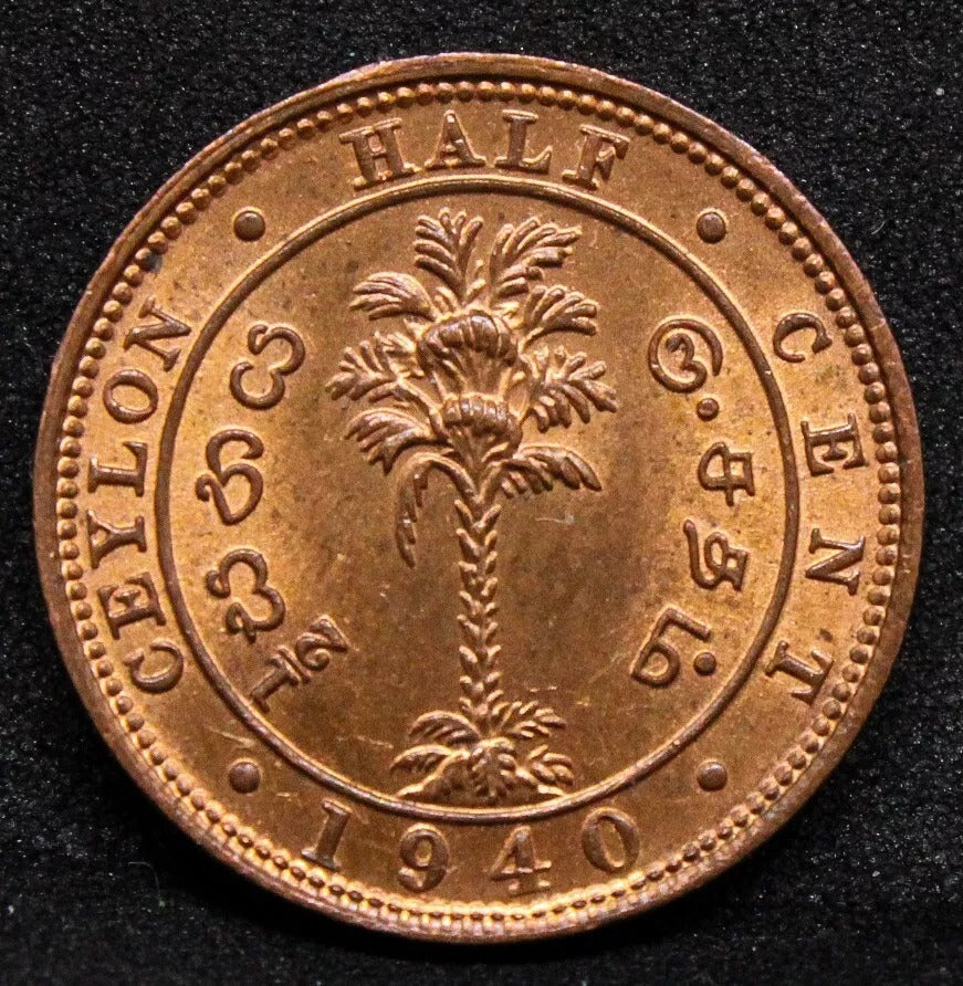 1/2 cent 1940. Ceylon. George VI. KM-110 UNC