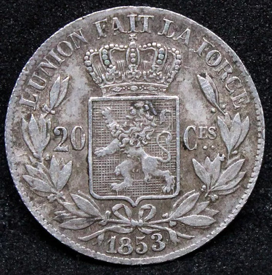 20 centime 1852 Belgium, Léopold I. KM-19
