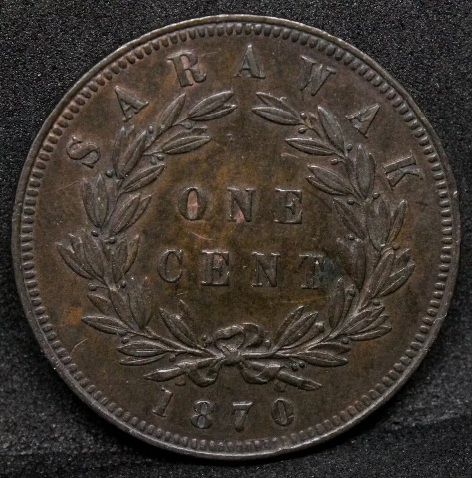 1870 1 Cent, Sarawak: British Protectorate. Early date,Rare higher grade. KM6