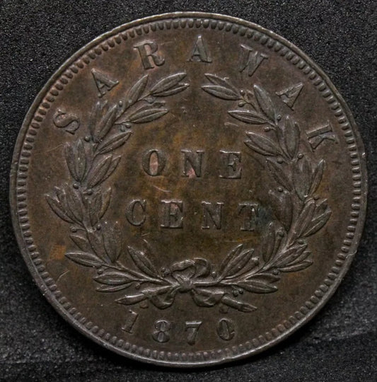 1870 1 Cent, Sarawak: British Protectorate. Early date,Rare higher grade. KM6