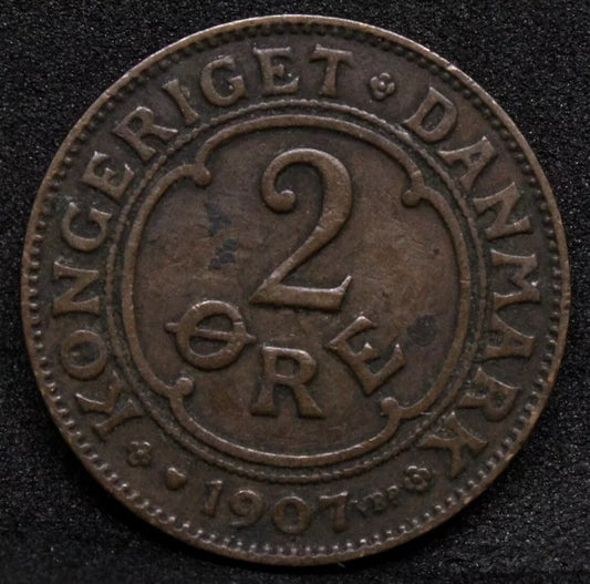2 ore 1907 (h) VBP; GJ. Denmark -Frederik VIII. KM-805