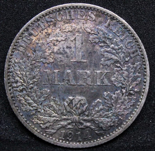 1 Mark 1914 -A German Empire. Wilhelm II. KM-14 UNC +colour