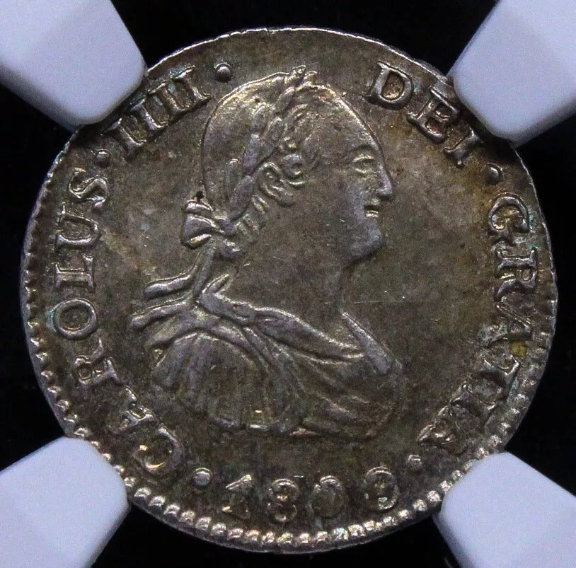 1/2 real 1808 Mo-Th. Mexico, Charles IV. KM-72. NGC MS64