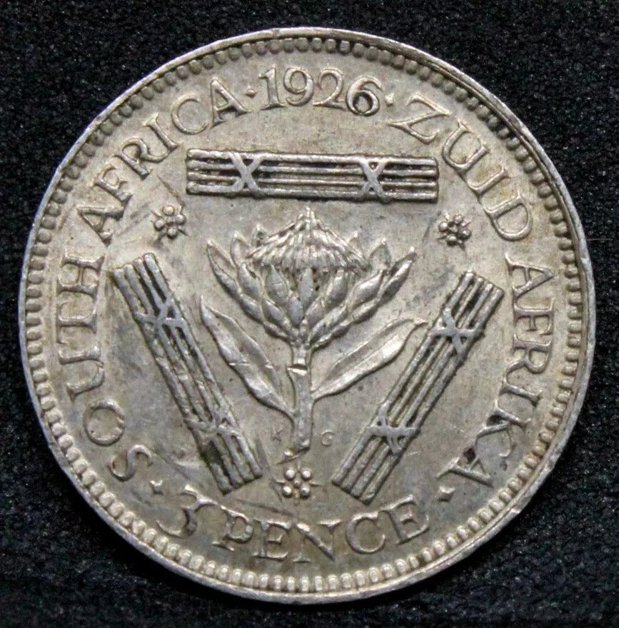 3 pence south africa, George V. KM-15.1. Silver coin, EF