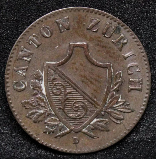 2 Rappen 1842, Switzerland Zurich Canton. KM-195 aUNC