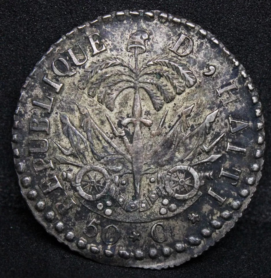 50 Centime 1833 (L'An 30) Hait.i KM-30. AU SOLD..