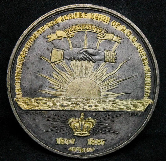1887 Victoria Gold Jubilee Medal, Fraternity. Rare Un pierced Presentation.