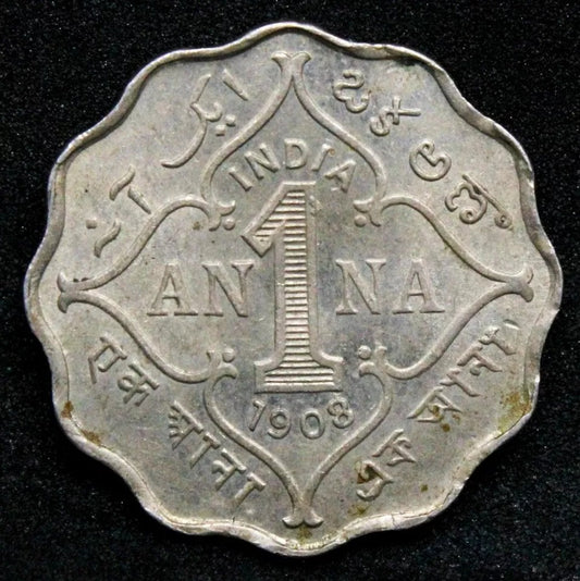1908-B Anna, British-India. King Edward VII. KM-504. UNC