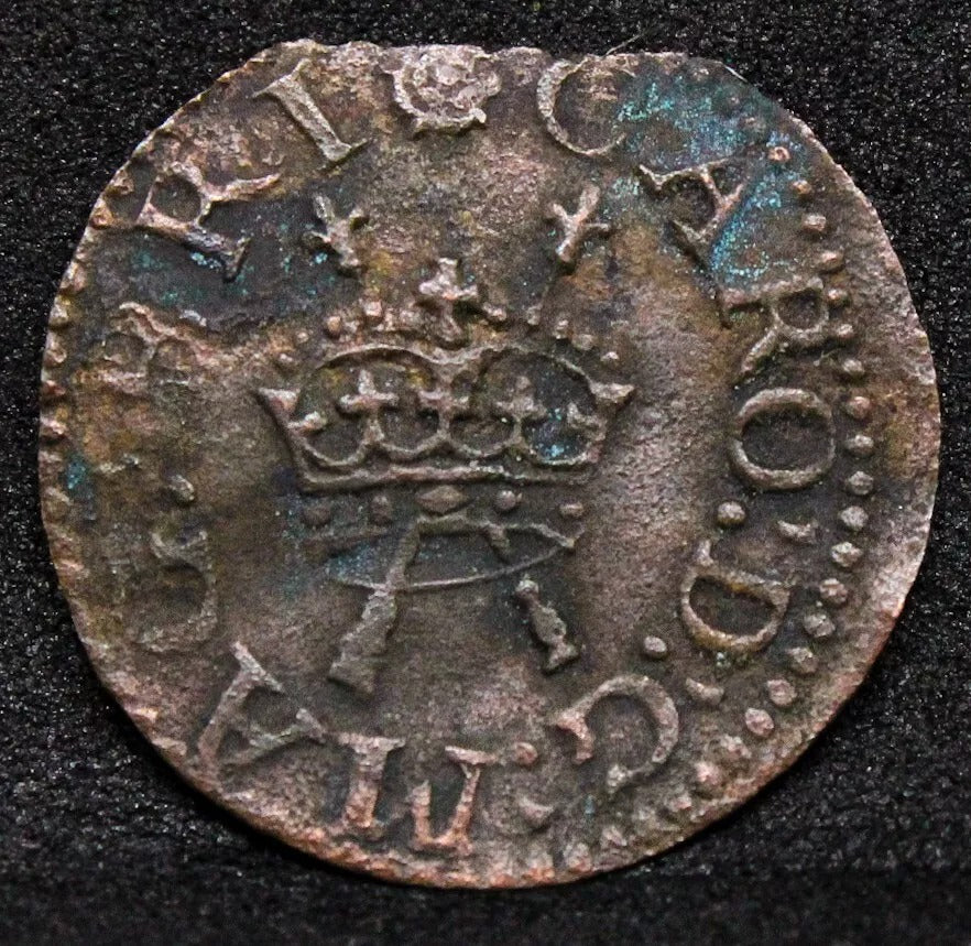 Charles Richmond Type 4 Farthing (Beaded Harp). MM: Double Rose.