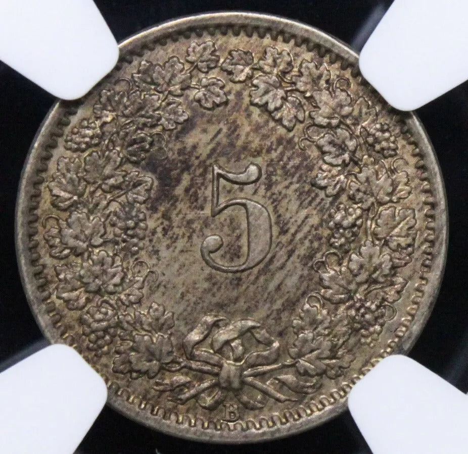 5 Rappen 1873-B. Switzerland Confederation. KM-5 NGC MS63